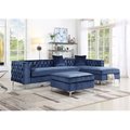 Chic Home Chic Home FON2852 Eliott Modern Contemporary Velvet Square Storage Ottoman; Navy FON2852-US